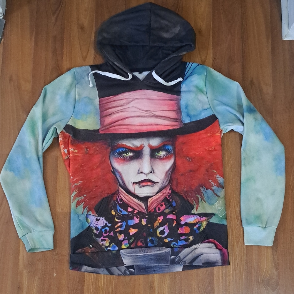 Alice In Wonderland Mad Hatter Inspired Hoodie.